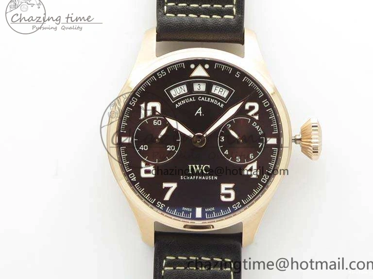MIROTIME 0125 Popular Big Pilot Real PR IW502706 RG YLF 1:1 Best Edition Brown Dial On Calfskin Strap A 7223